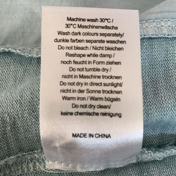 Poetry Hemp Organic Cotton Button-Up Cardigan Short Sleeve Pockets Blue Size 14 - Picture 9 of 10